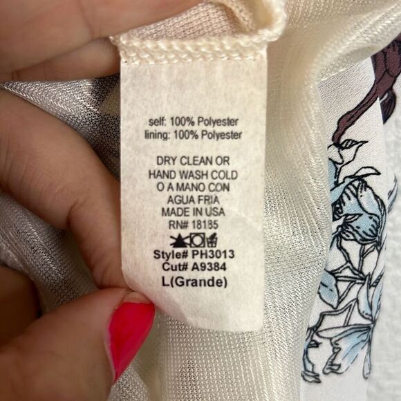 AUDREY 3+1 dolman sleeve peek a boo floral romper sz large - Picture 6 of 7